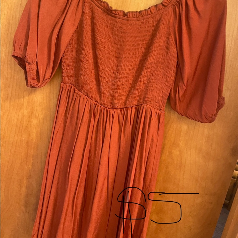 Rust Off-Shoulder Dress